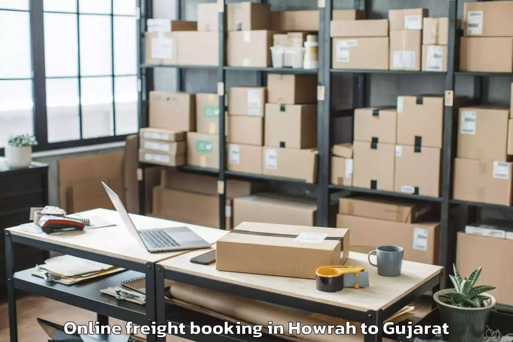 Top Howrah to Dediapada Online Freight Booking Available